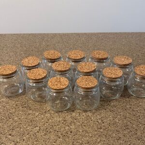 Set of Small Glass Jars with Cork Lids - Clear Glass